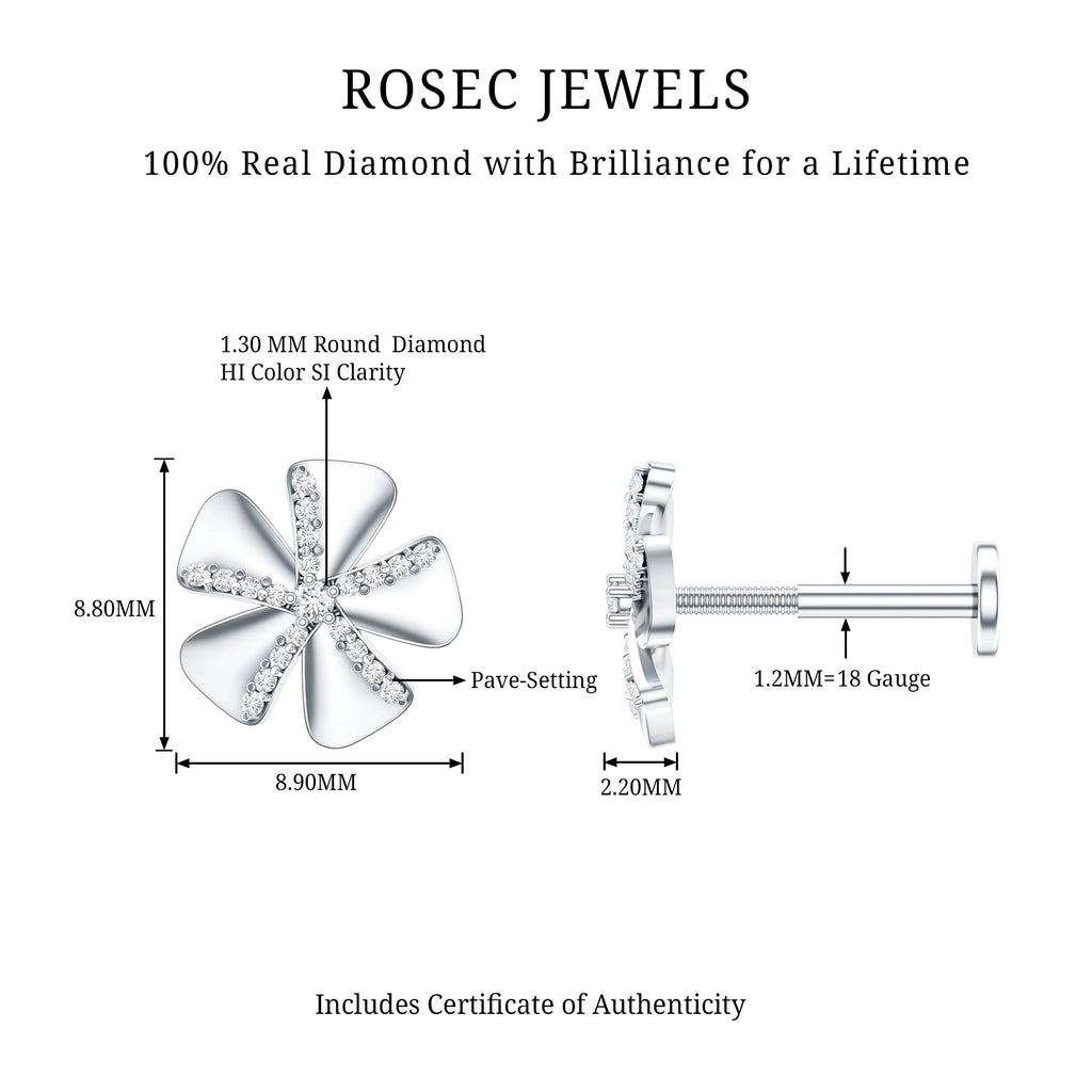 Modern Diamond Flower Earring for Helix Piercing