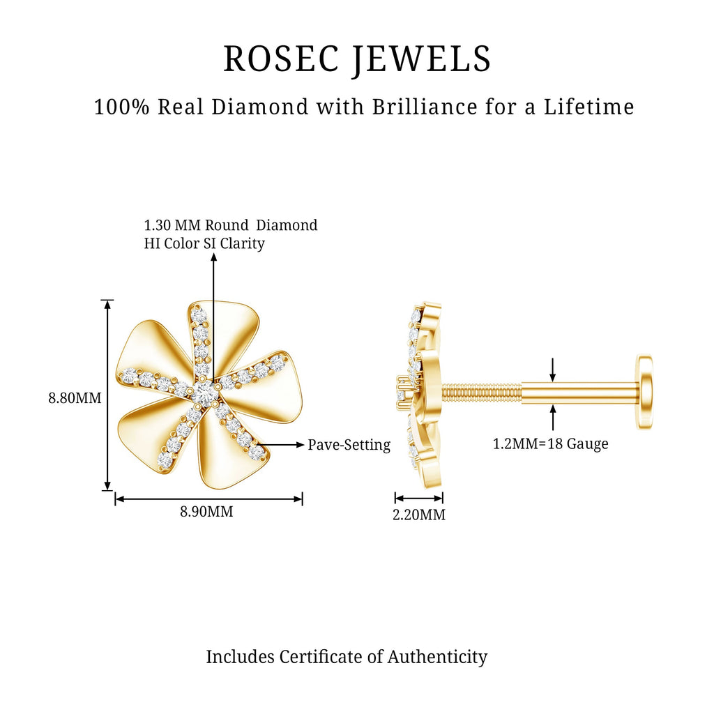 Modern Diamond Flower Earring for Helix Piercing