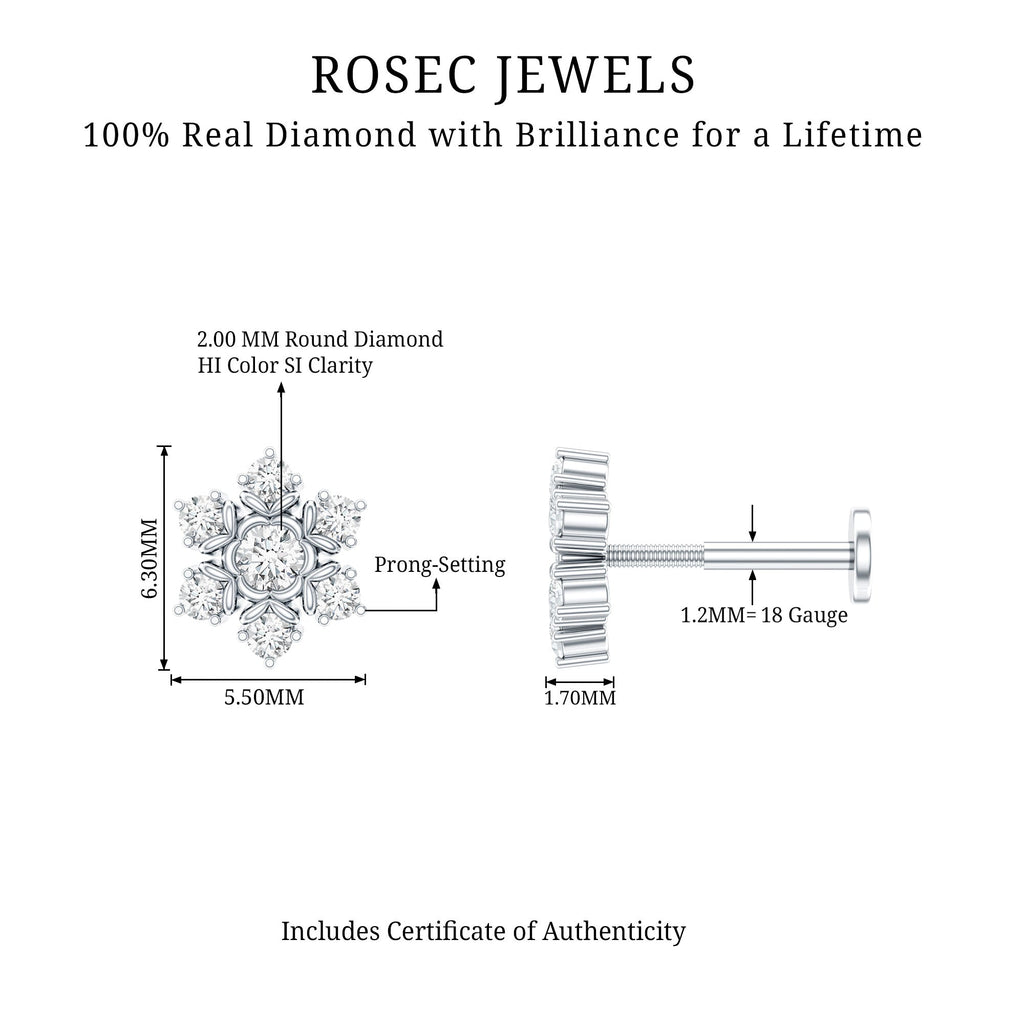 Nature Inspired Diamond Flower Earring for Helix Piercing