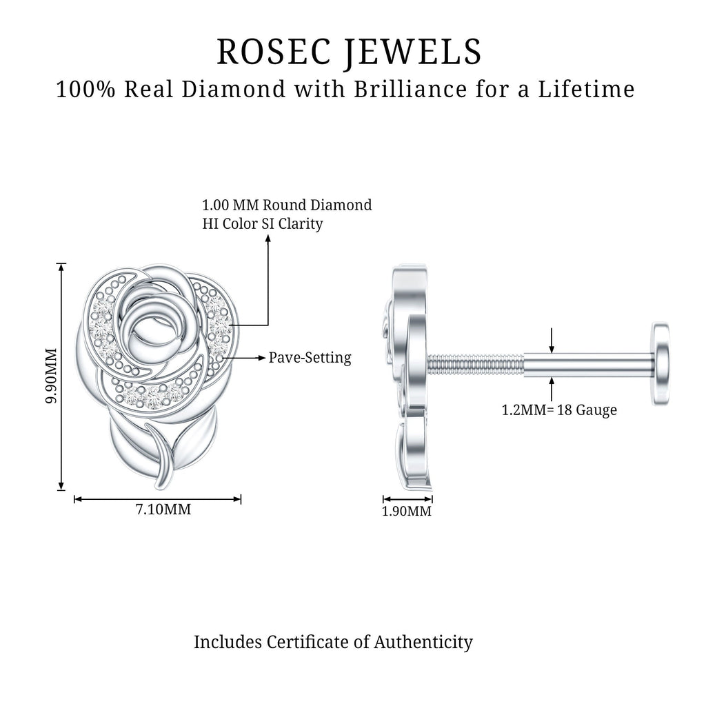 Nature Inspired Diamond Flower Helix Earring