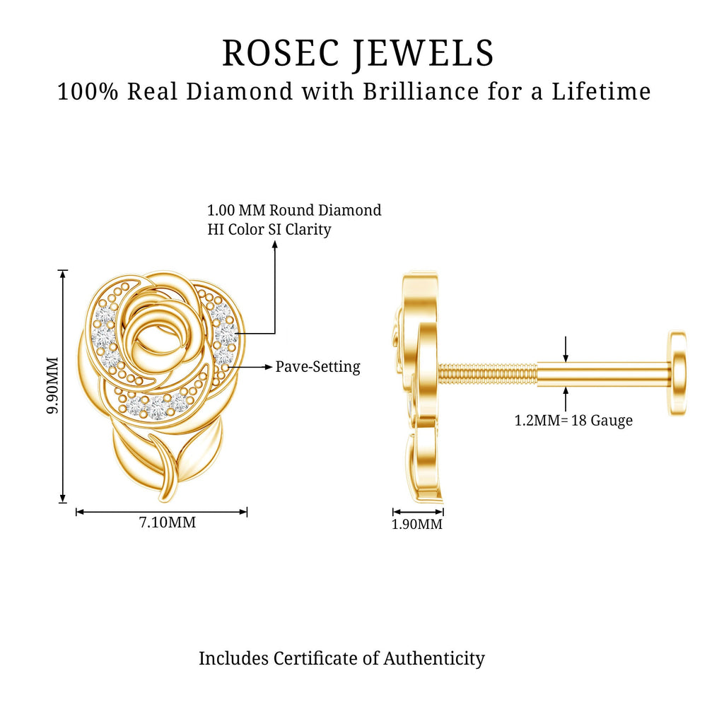 Nature Inspired Diamond Flower Helix Earring