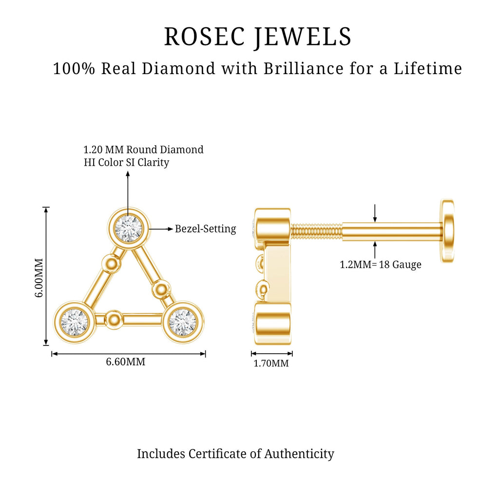 Diamond Open Triangle Earring for Conch Piercing