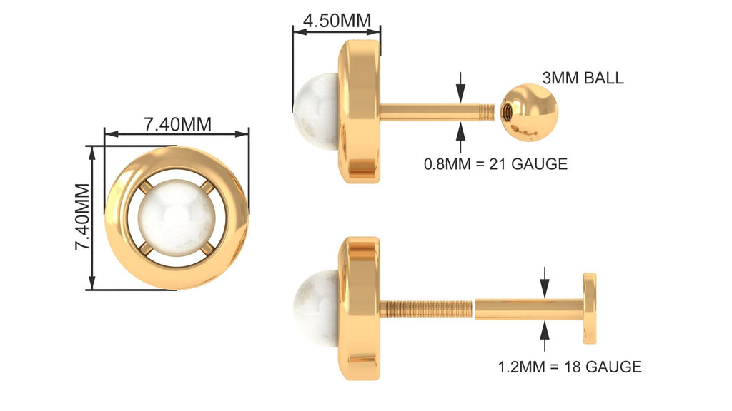 Circle Freshwater Pearl Earring for Helix Piercing
