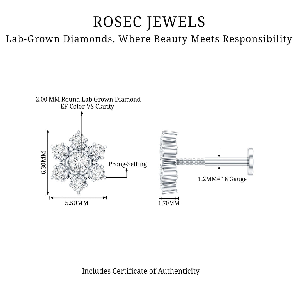 Nature Inspired Diamond Flower Earring for Helix Piercing