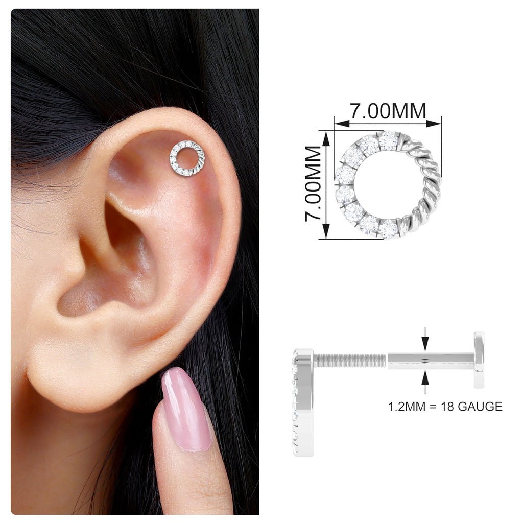 Diamond Circle Earring for Conch Piercing