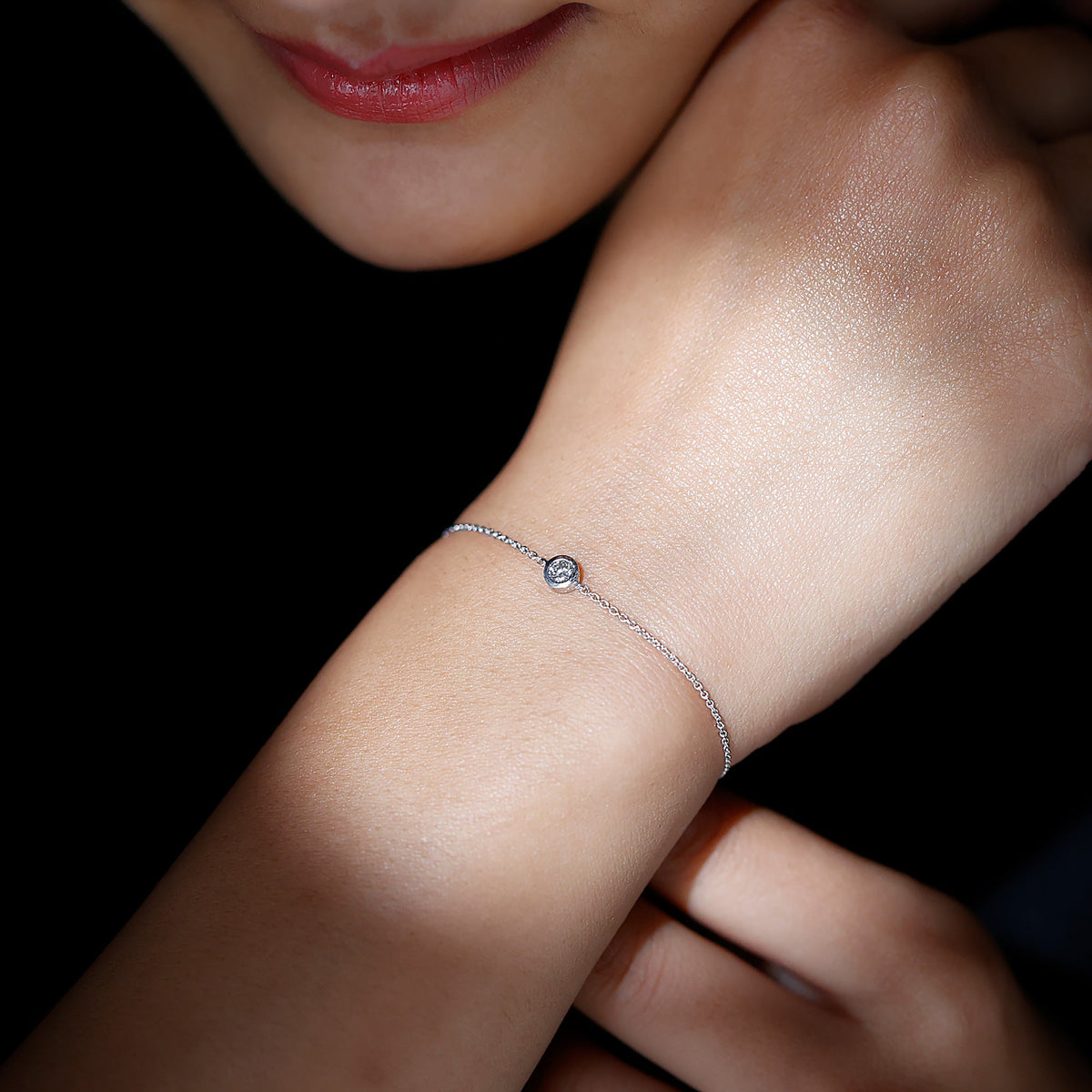 Bezel Set Lab Grown Diamond Solitaire Bracelet