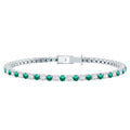 Certified Lab Grown Diamond and Emerald Wedding Tennis Bracelet