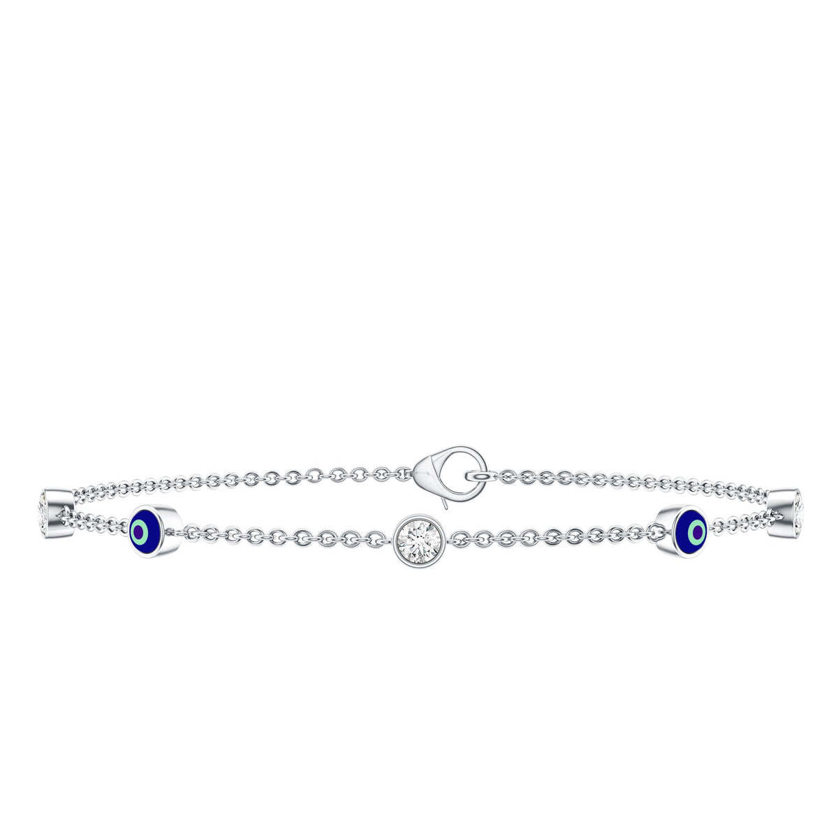 Lab Grown Bezel Set Diamond Evil Eye Bracelet