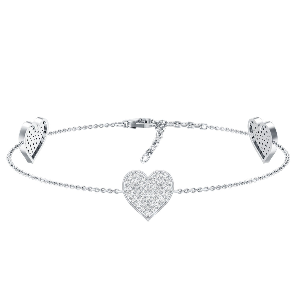 Pave Set Lab Grown Diamond Heart Bracelet for Women