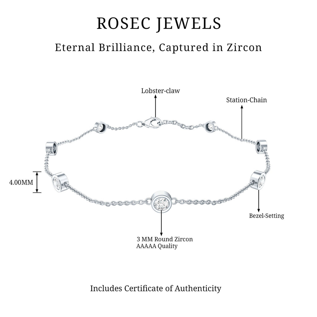 Cubic Zirconia Station Bracelet in Sterling Silver