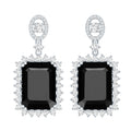 18 Carat Emerald Cut Lab Grown Black Diamond Statement Earrings in Silver
