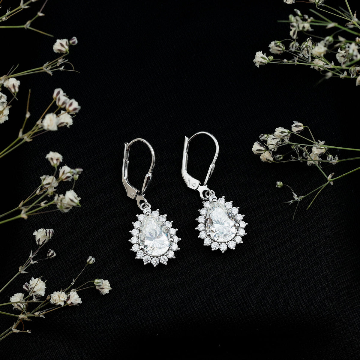 Certified 4 Carat Moissanite Drop Dangle Earrings In Silver
