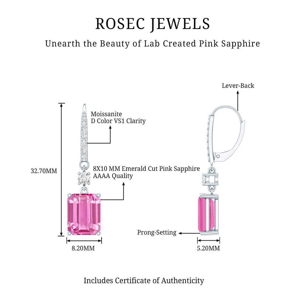 Certified 5.5 Carat Lab Grown Pink Sapphire Bridal Earrings in Silver