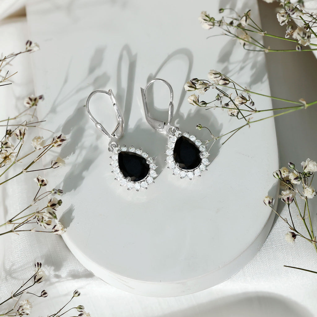 Certified 3.6 Carat Lab Grown Black Diamond Teardrop Dangle Earrings for Women