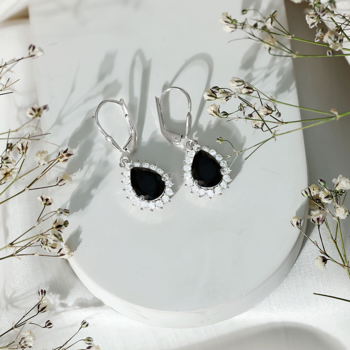 Certified 3.6 Carat Lab Grown Black Diamond Teardrop Dangle Earrings for Women