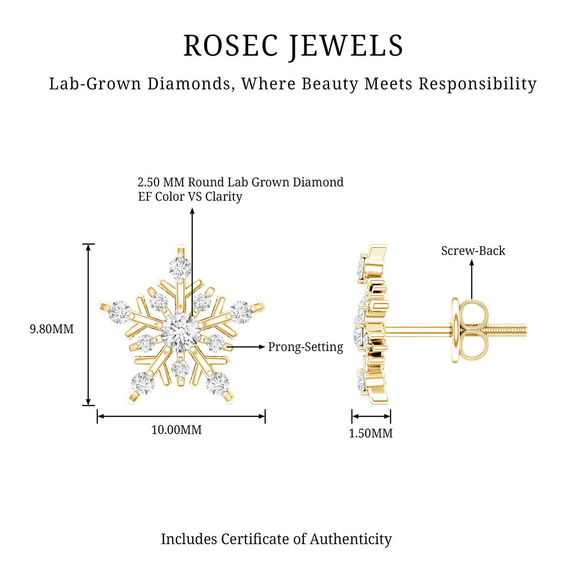 Lab Grown Diamond Icy Snowflake Earrings