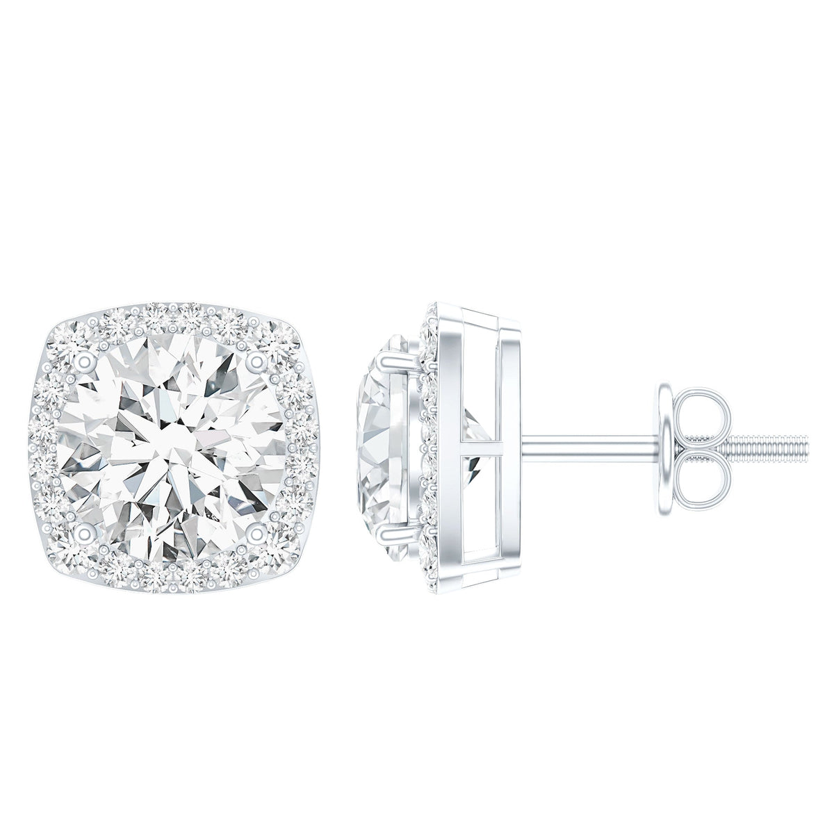 Certified Round Cut Lab Grown Diamond Halo Stud Earrings For Her