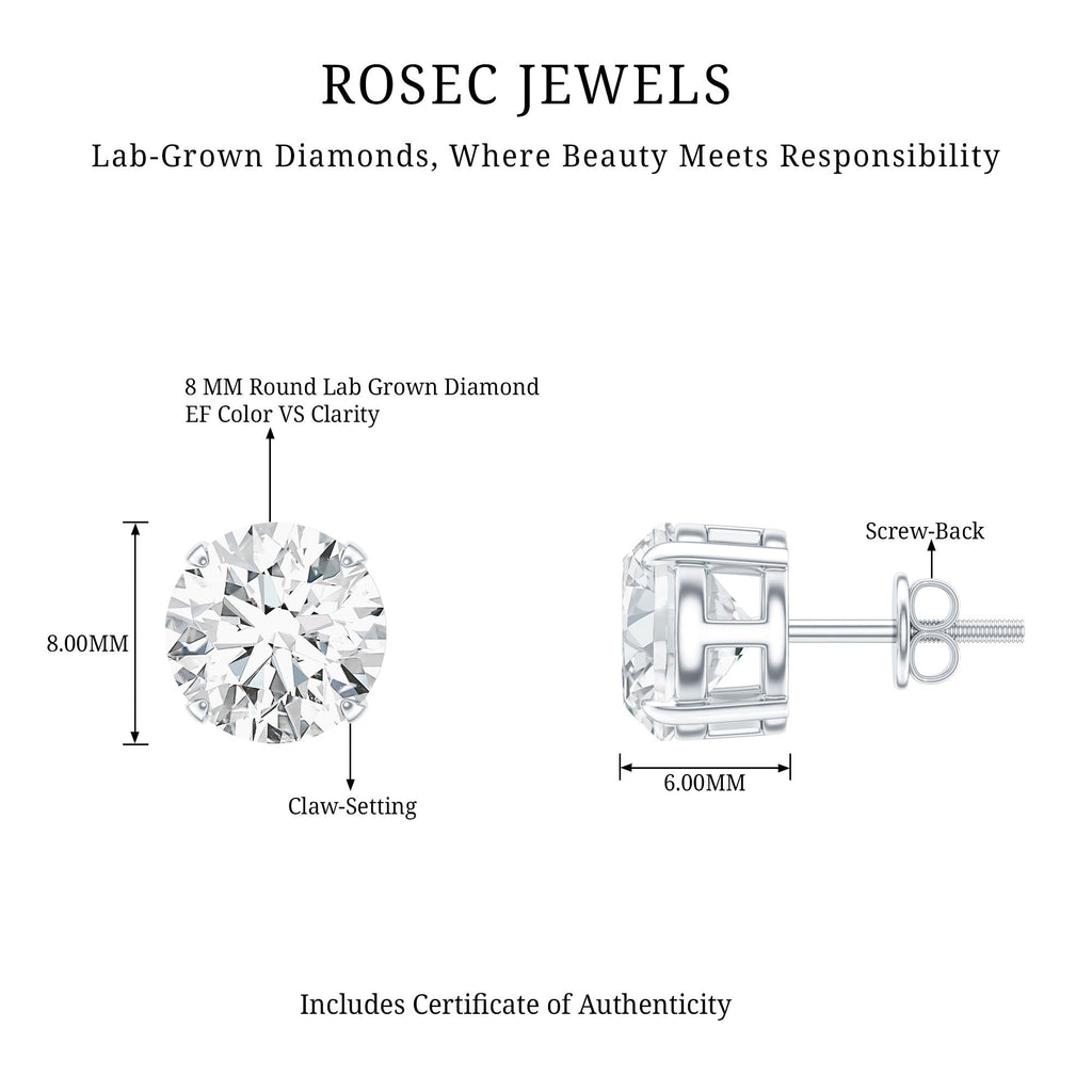 Prong Set Lab Created Diamond Solitaire Stud Earrings