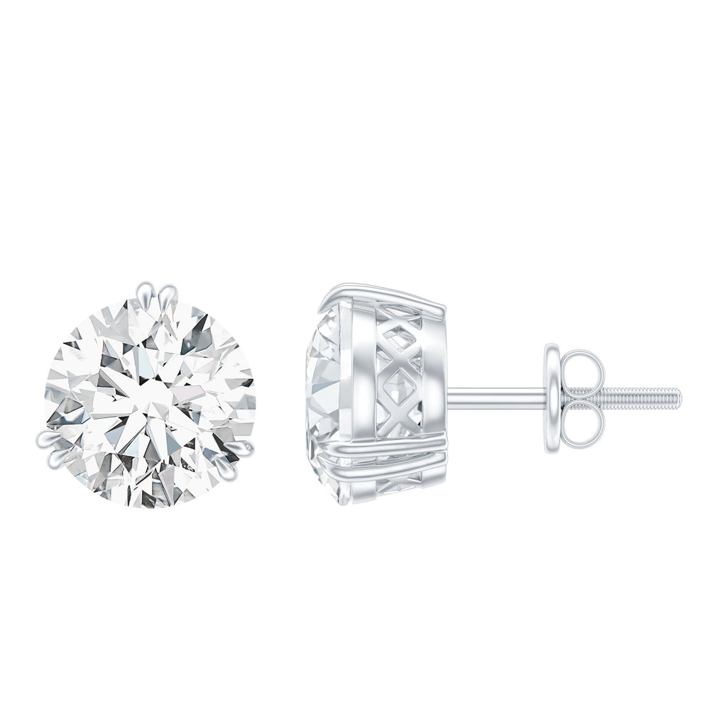 Certified 4 Carat Round Diamond Studs with Screw Back