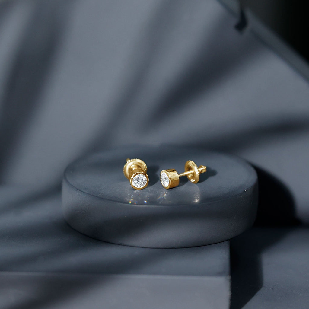 Bezel Set Lab Grown Diamond Solitaire Stud Earrings