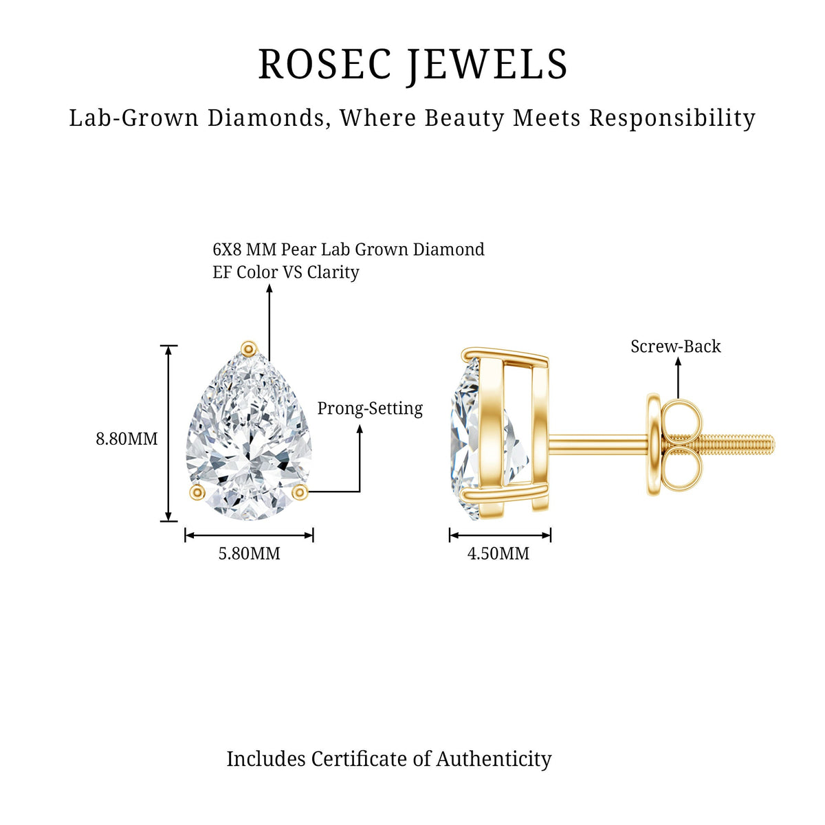 Certified 2.6 Carat Diamond Teardrop Earrings With Screw Back