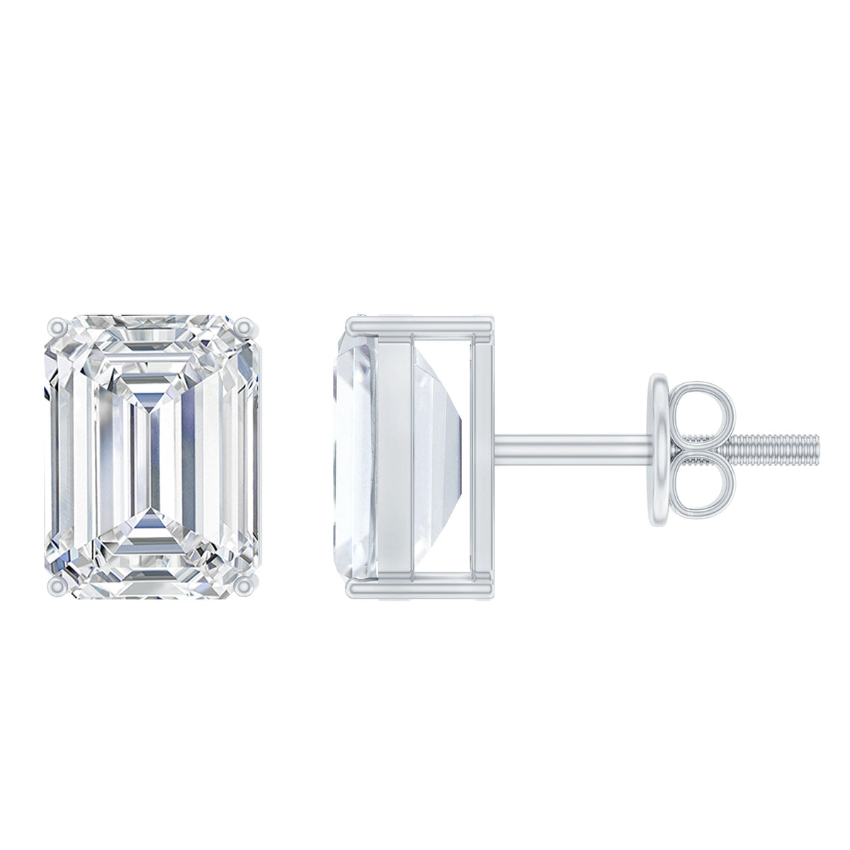 Emerald Cut Lab Created Diamond Stud Earrings