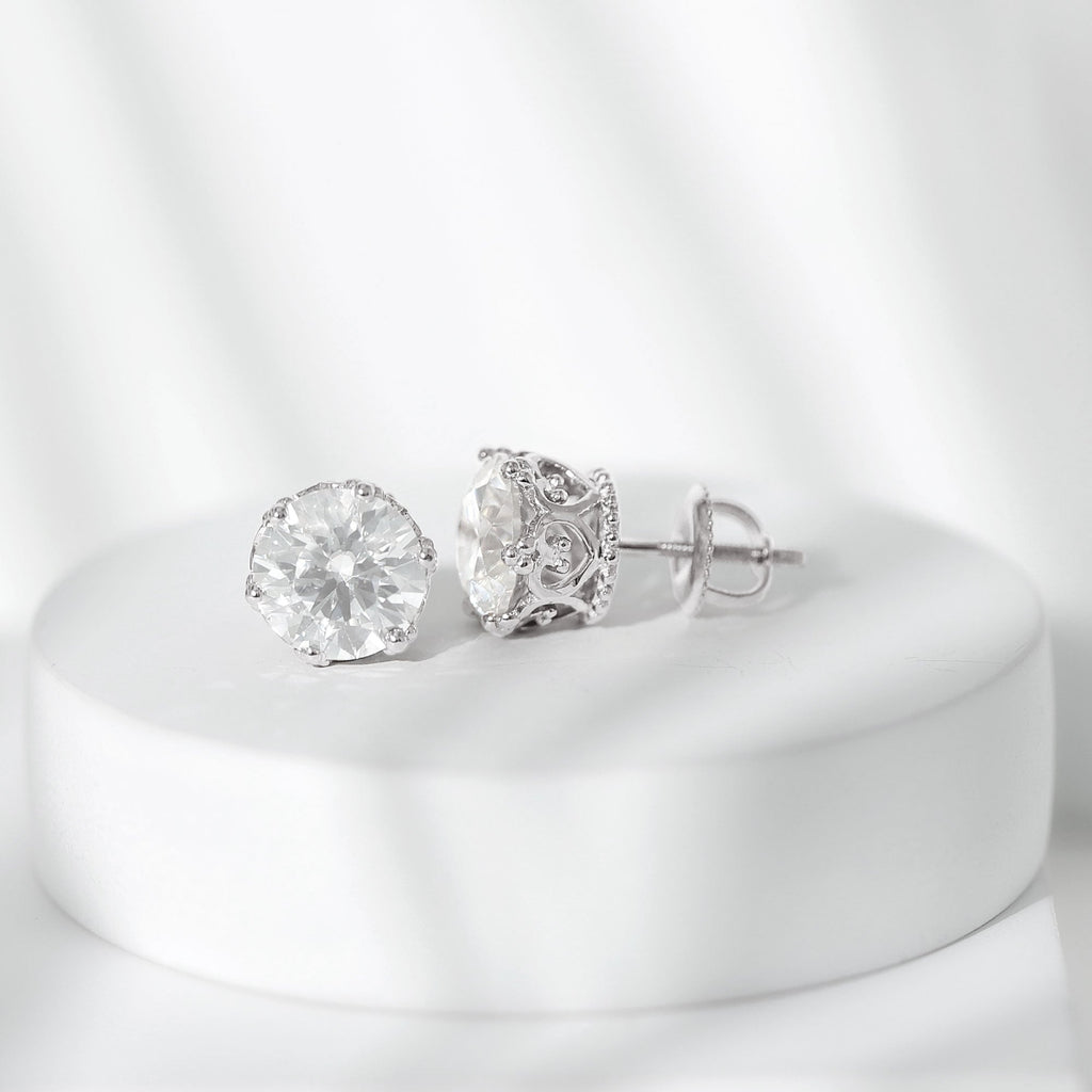 Certified Lab Created Diamond Crown Earrings for Women