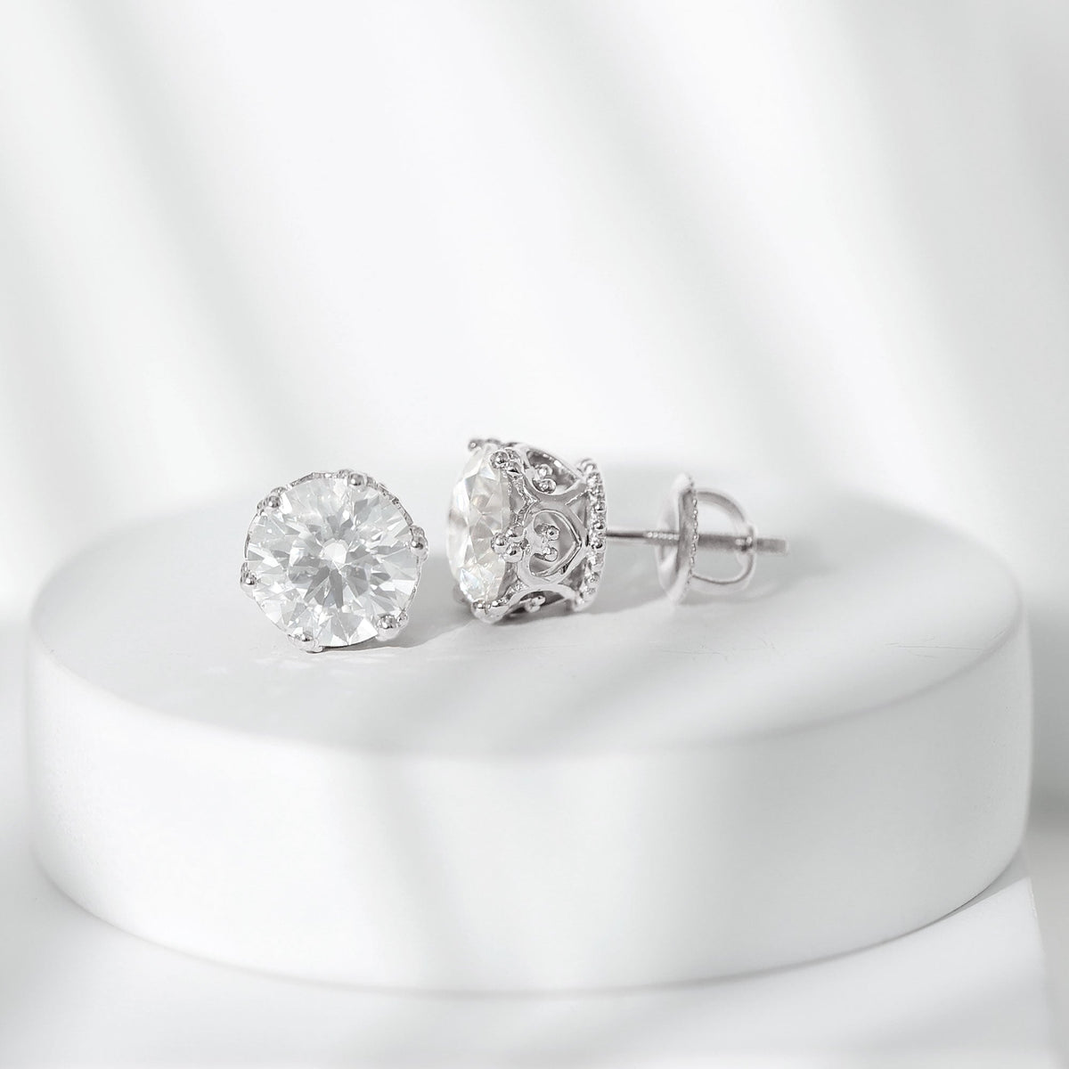 Certified Lab Created Diamond Crown Earrings for Women