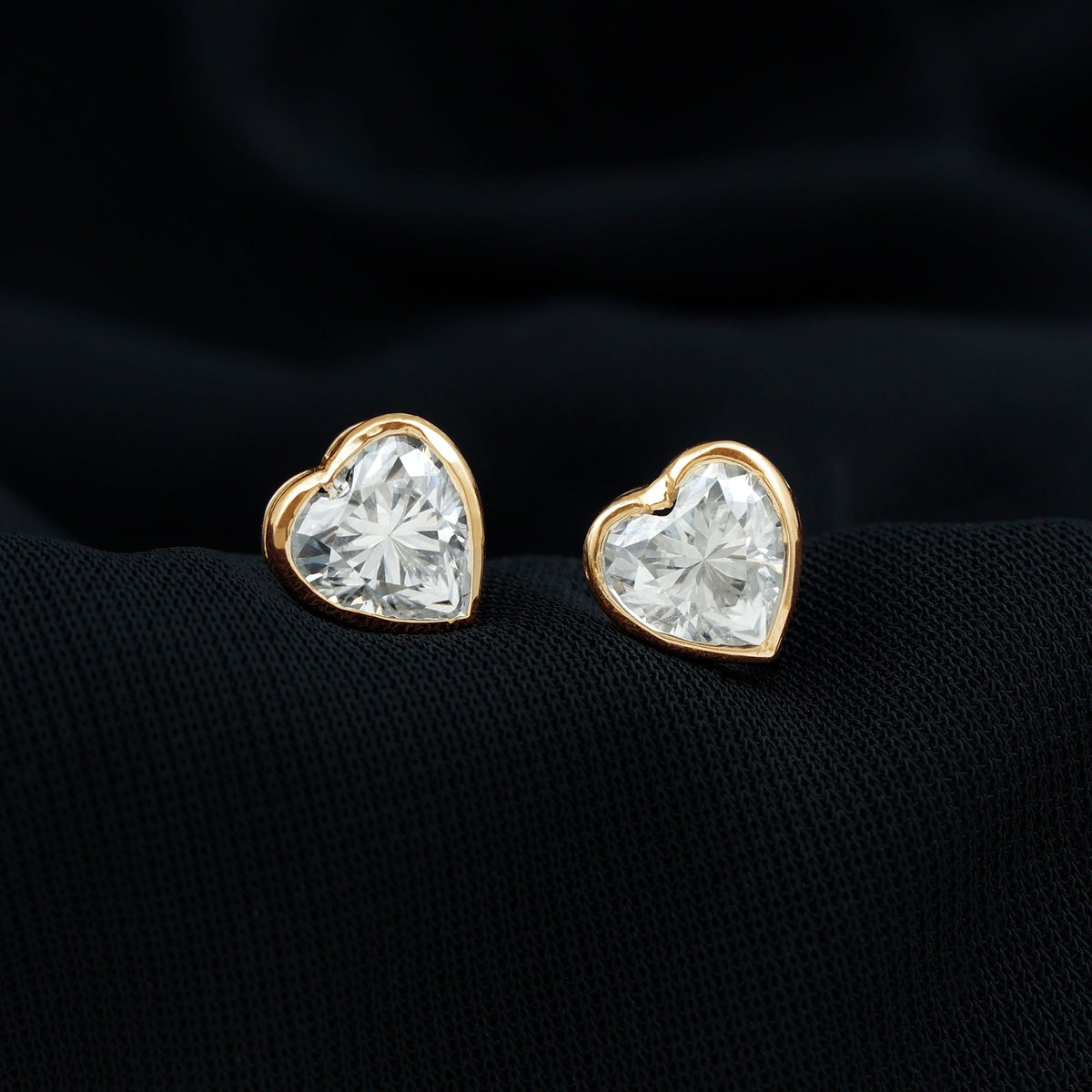 Certified Bezel Set 2.5 Carat Lab Grown Diamond Heart Earrings