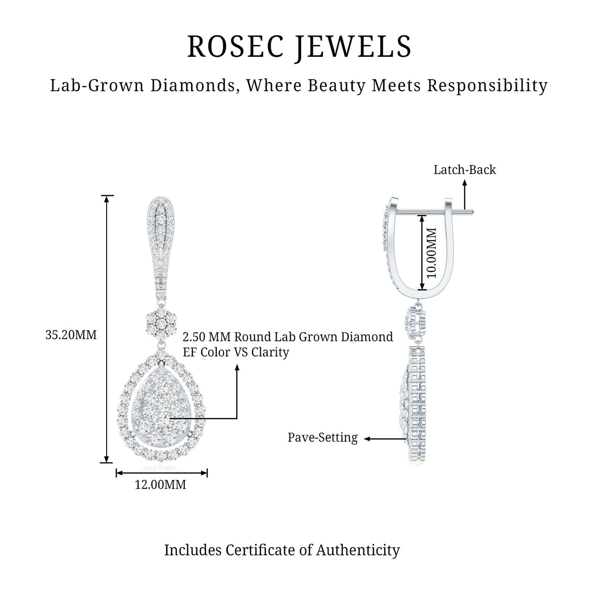 Lab Grown Diamond Bridal Drop Earrings