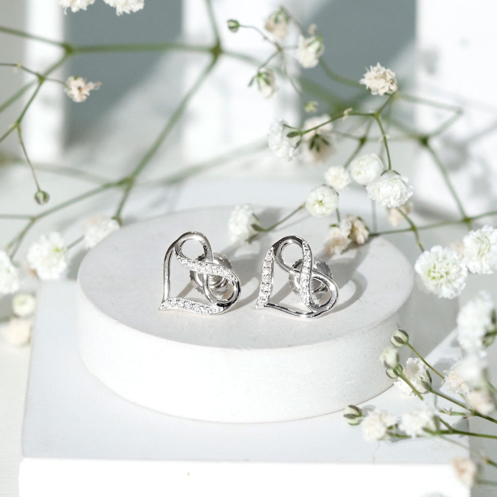 Certified Lab Created Diamond Heart Infinity Stud Earrings