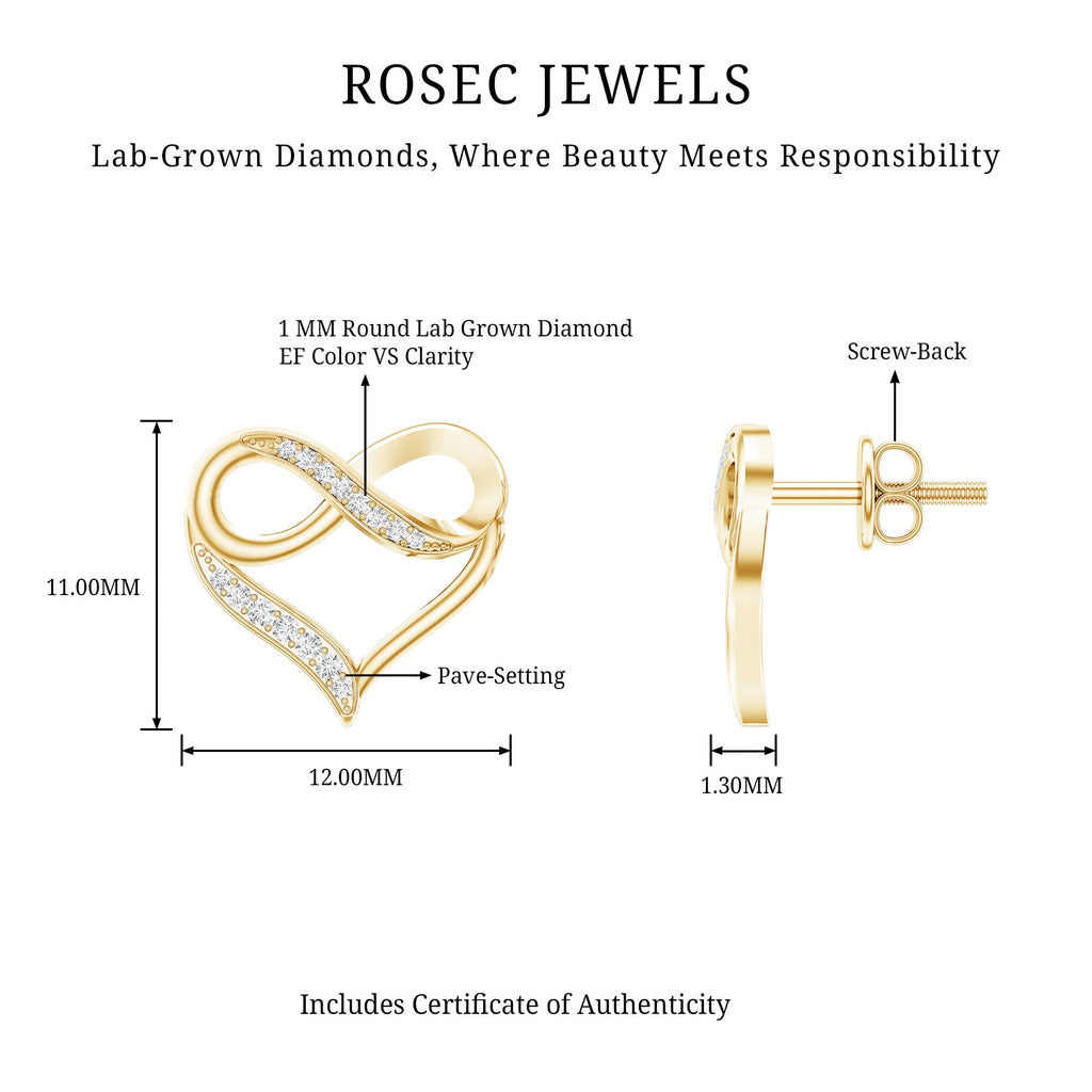 Certified Lab Created Diamond Heart Infinity Stud Earrings