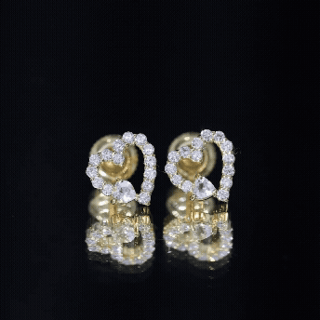 Certified Morganite and Diamond Heart Stud Earrings with Screwbacks
