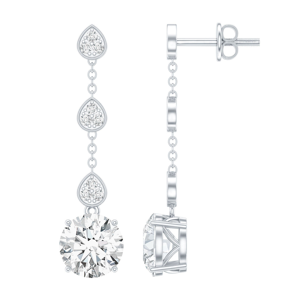 Certified 2.7 Carat Moissanite Dangling Earrings in Silver