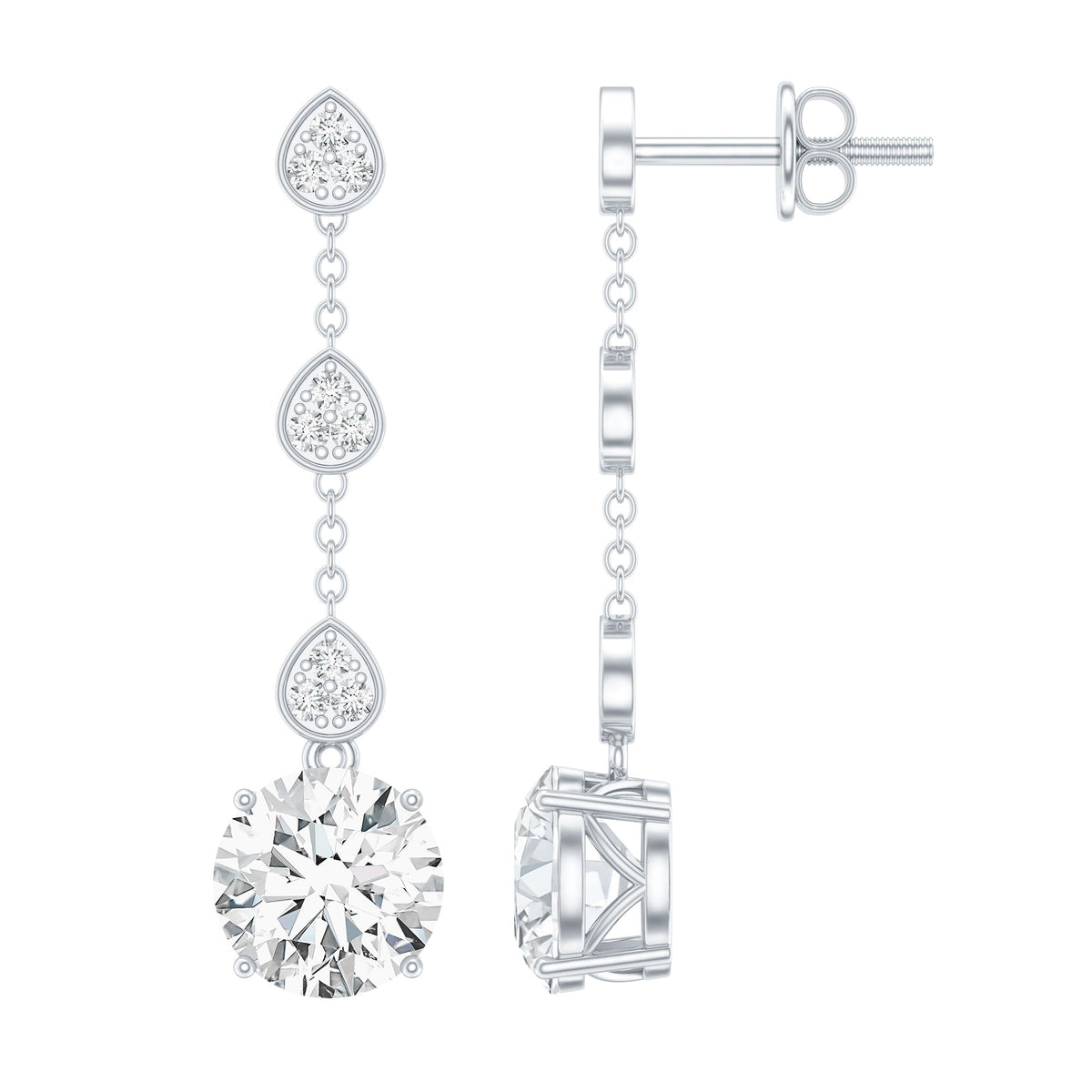 Certified 2.7 Carat Moissanite Dangling Earrings in Silver
