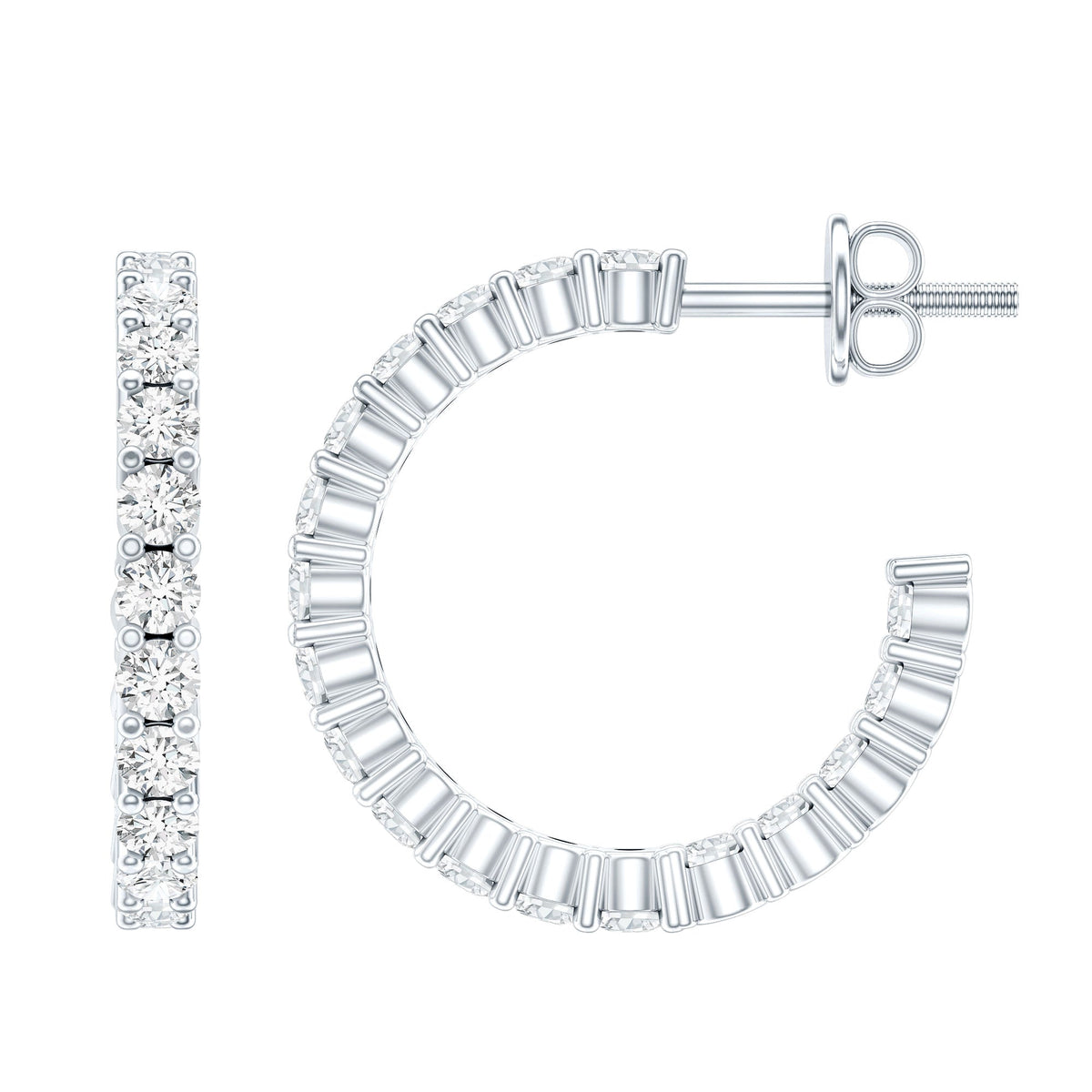 Lab Grown Diamond Hoop Earrings with Screw Back