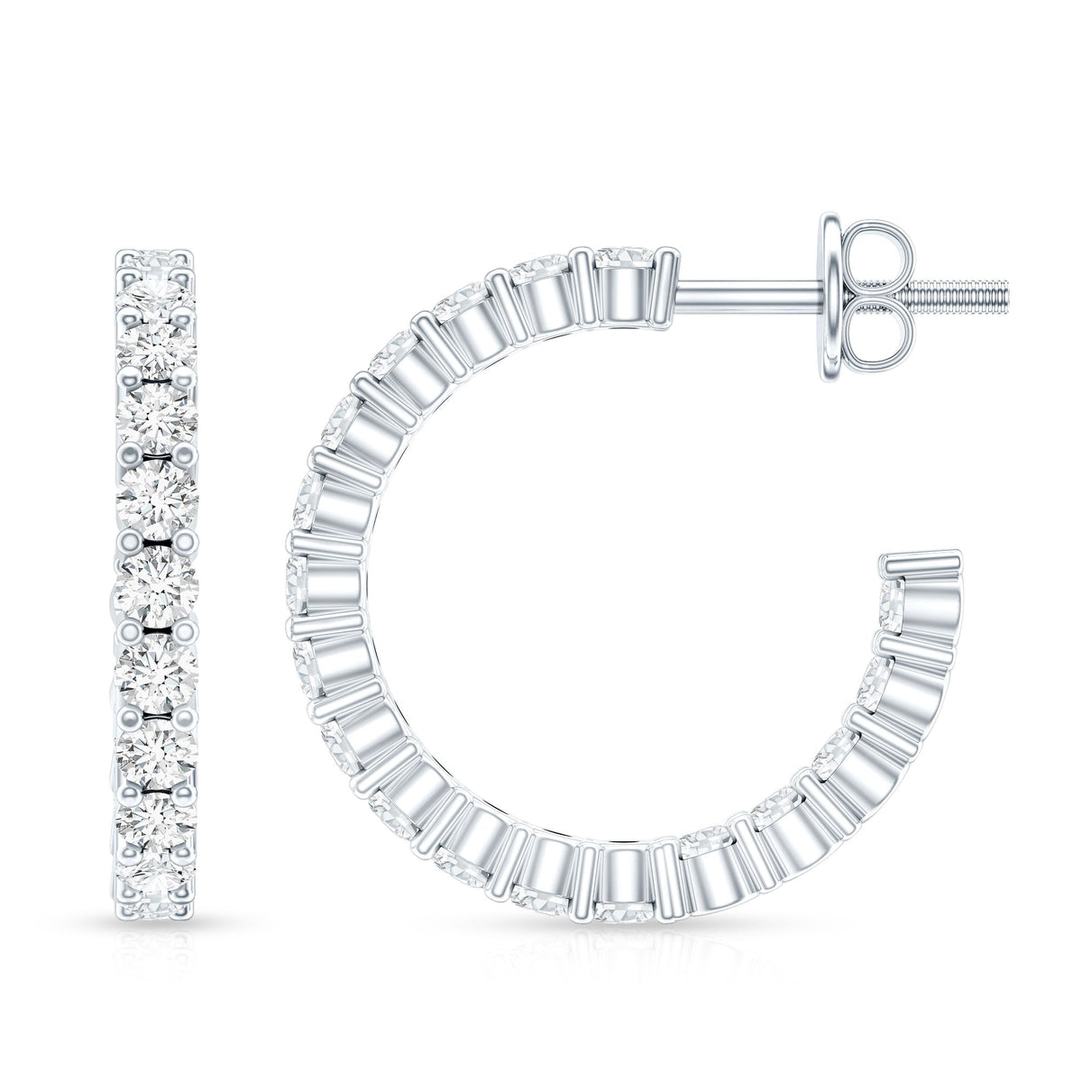 Lab Grown Diamond Hoop Earrings with Screw Back