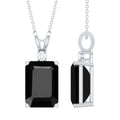9 Carat Emerald Cut Lab Grown Black Diamond Pendant Necklace In Silver