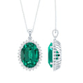 AAAA Quality 14 Carat Lab Grown Emerald Statement Necklace With Silver Chain