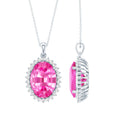 Certified 14 Carat Lab Pink Sapphire Elegant Bridal Necklace With Silver Chain