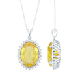 Certified 14 Carat Lab Grown Yellow Sapphire Cocktail Necklace With Silver Chain