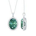 14 Carat Lab Grown Green Sapphire Statement Necklace with Silver Chain