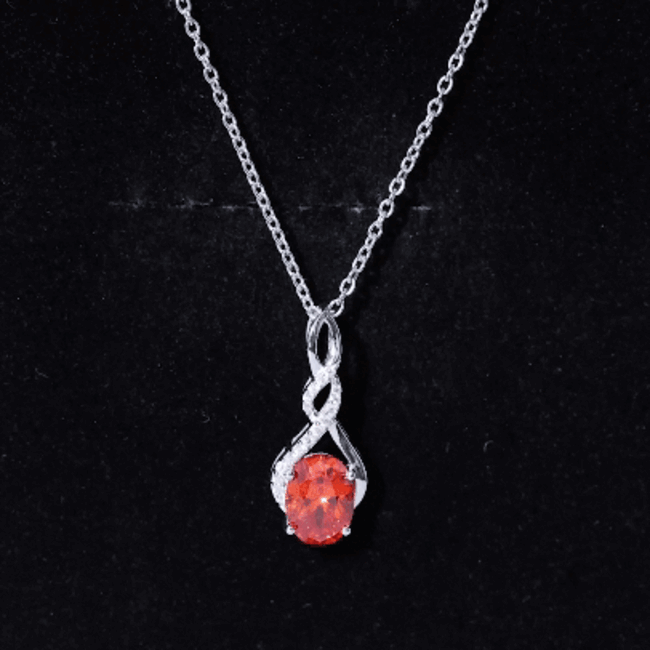 1.5 Carat Lab Grown Orange Sapphire Infinity Pendant Necklace in Sterling Silver