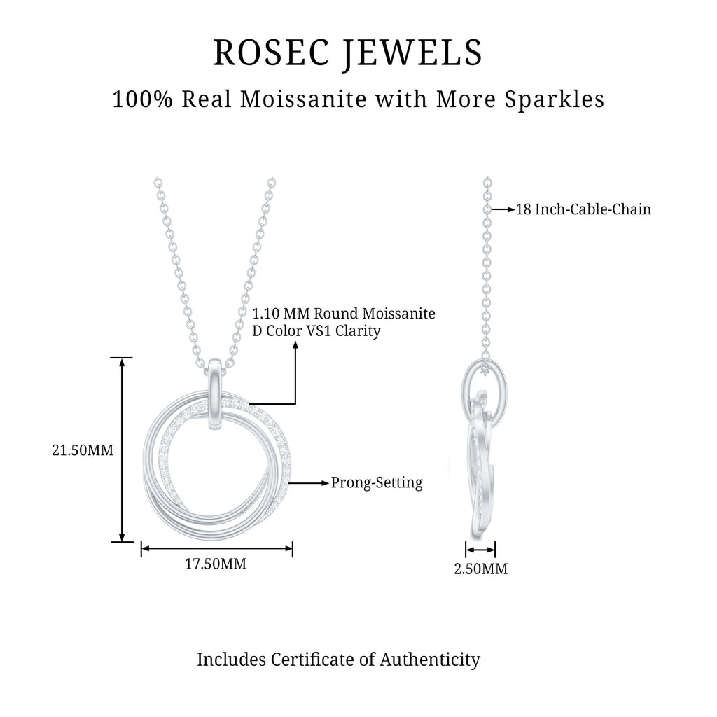 Certified Moissanite Open Circle Necklace for Women