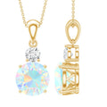 Certified 1.25 Carat Ethiopian Opal Solitaire Necklace with Moissanite