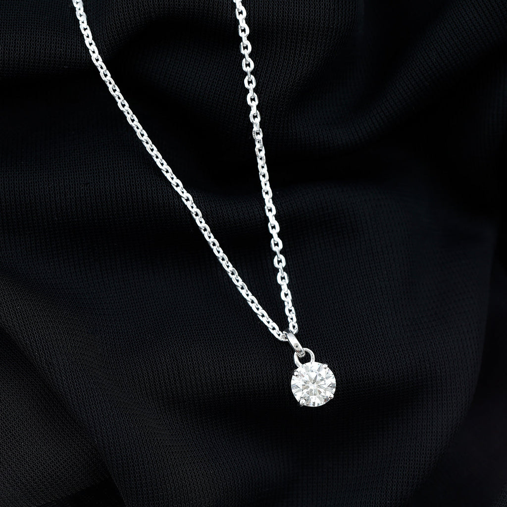 Lab Grown 1.2 Carat Single Diamond Necklace For Women