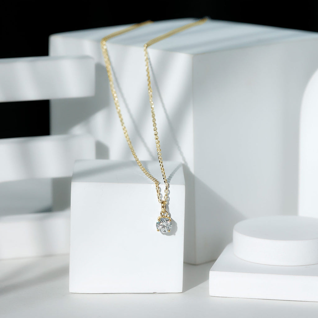 Lab Grown 1.2 Carat Single Diamond Necklace For Women