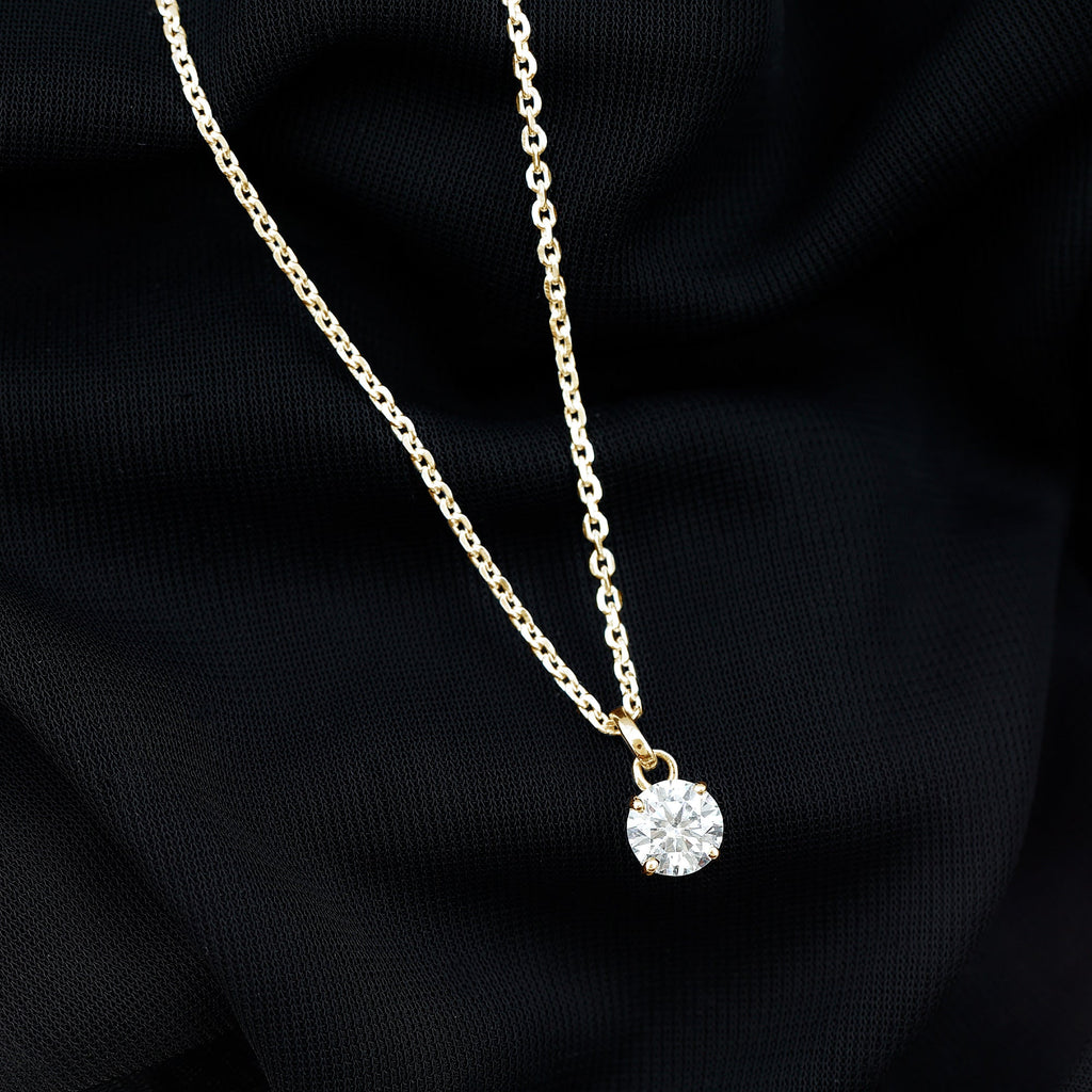 Lab Grown 1.2 Carat Single Diamond Necklace For Women