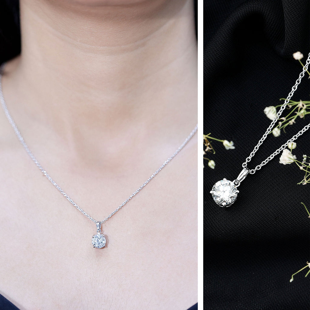 Certified Brilliant Cut Lab Grown 2 Carat Diamond Solitaire Necklace