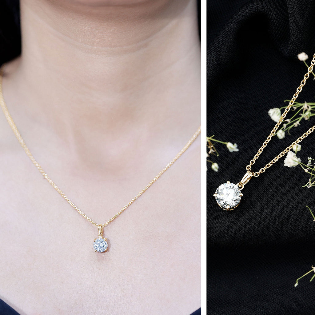 Certified Brilliant Cut Lab Grown 2 Carat Diamond Solitaire Necklace